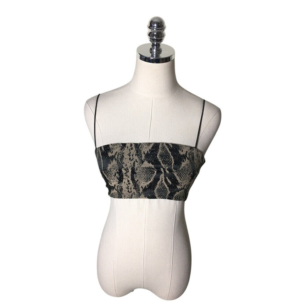 I Am Gia Bandeau Top Women's Size XS Gray Snakeskin Print